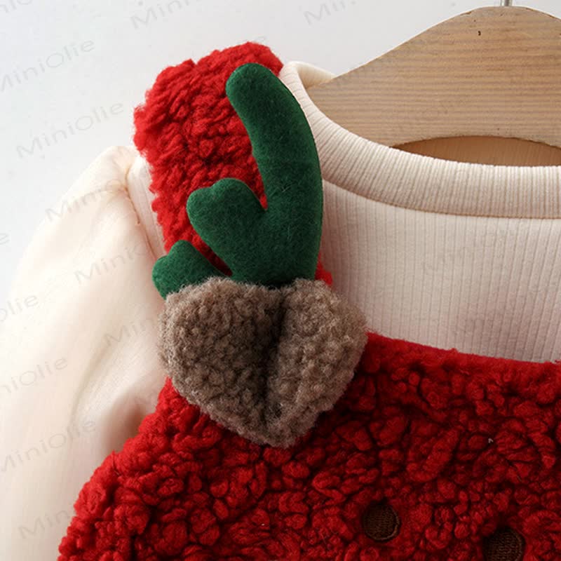 Baby Girl Deer Red Fleece Dress