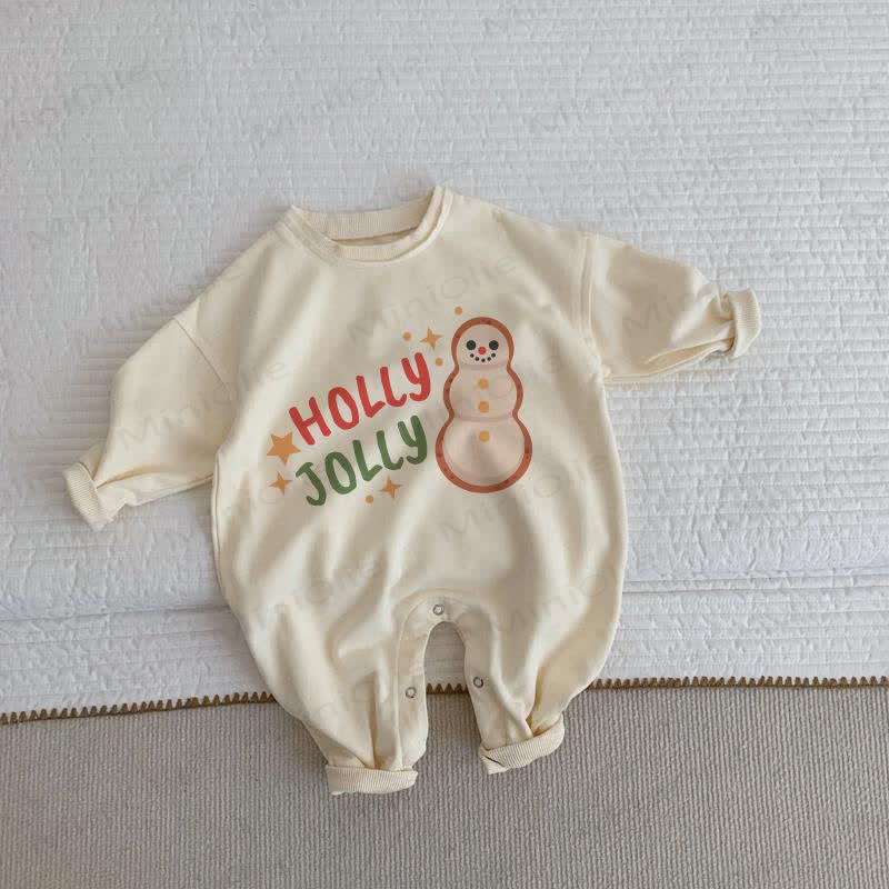 HOLLY JOLLY Baby Snowman Beige Romper