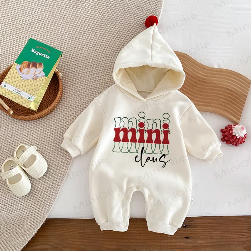 MINI CLAUS Baby Toddler White Hooded Onesie