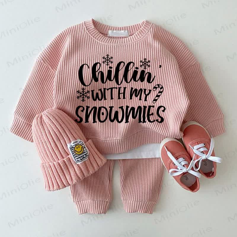 CHILLIN' WITH MY SNOWMIES Baby Pink 2-Piece Set