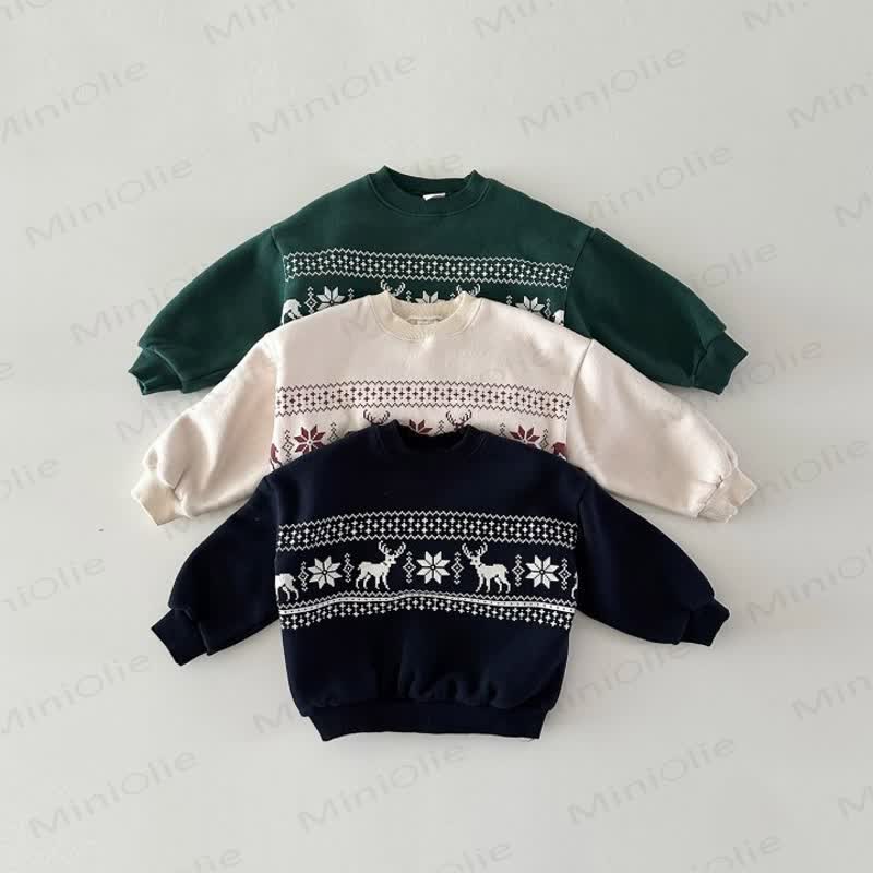 Kid Christmas Snowflake Fleece Sweatshirt