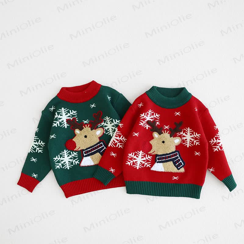 Toddler Lovely Reindeer Snow Knitted Sweater