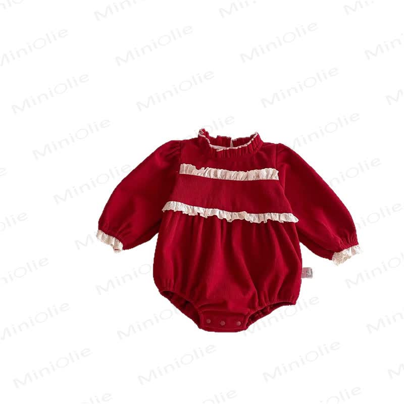 Baby Red Lace Bodysuit with Scarf