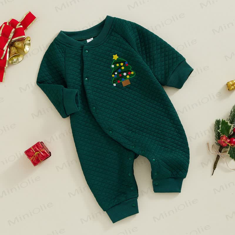 Baby Embroidered Christmas Pattern Romper