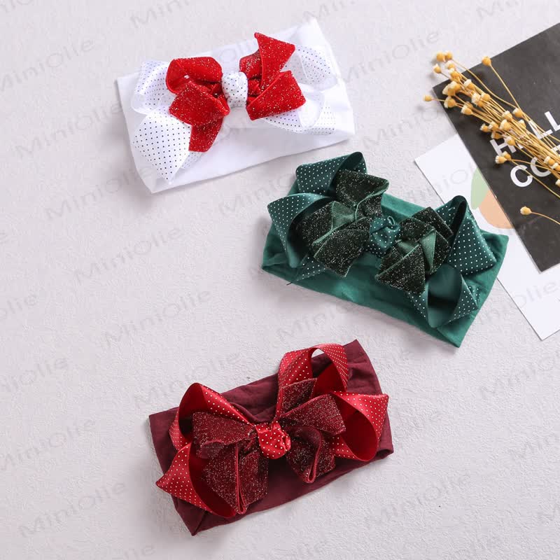 Baby Christmas Dots Bow Headband