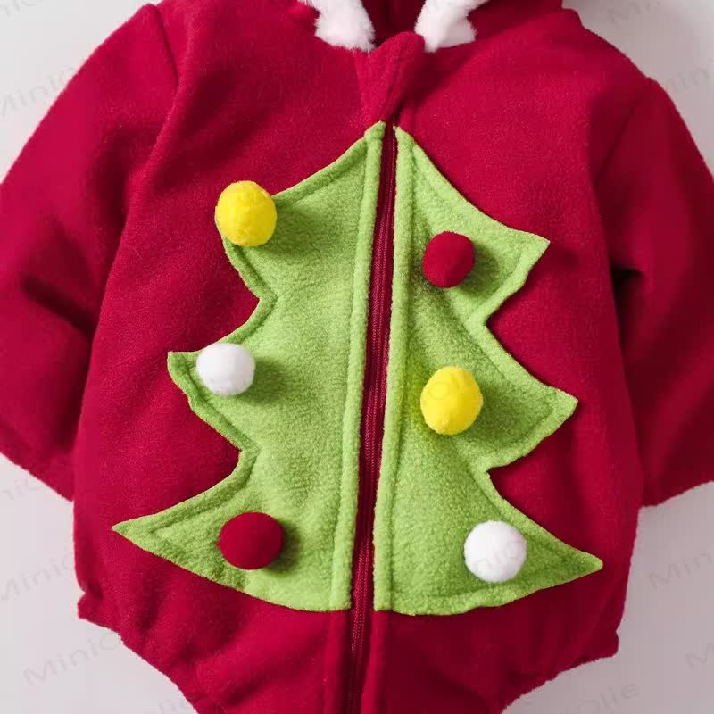 Baby Christmas Tree Hooded Bodysuit with Socks