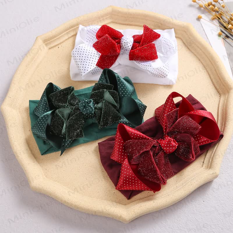 Baby Christmas Dots Bow Headband