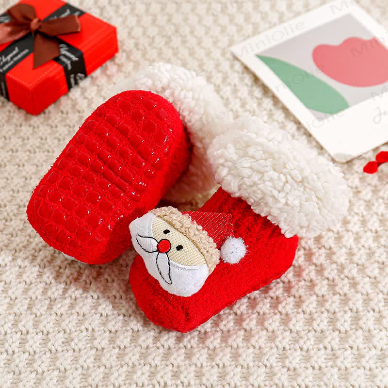 Baby Santa Claus Tree Reindeer Sherpa Floor Socks