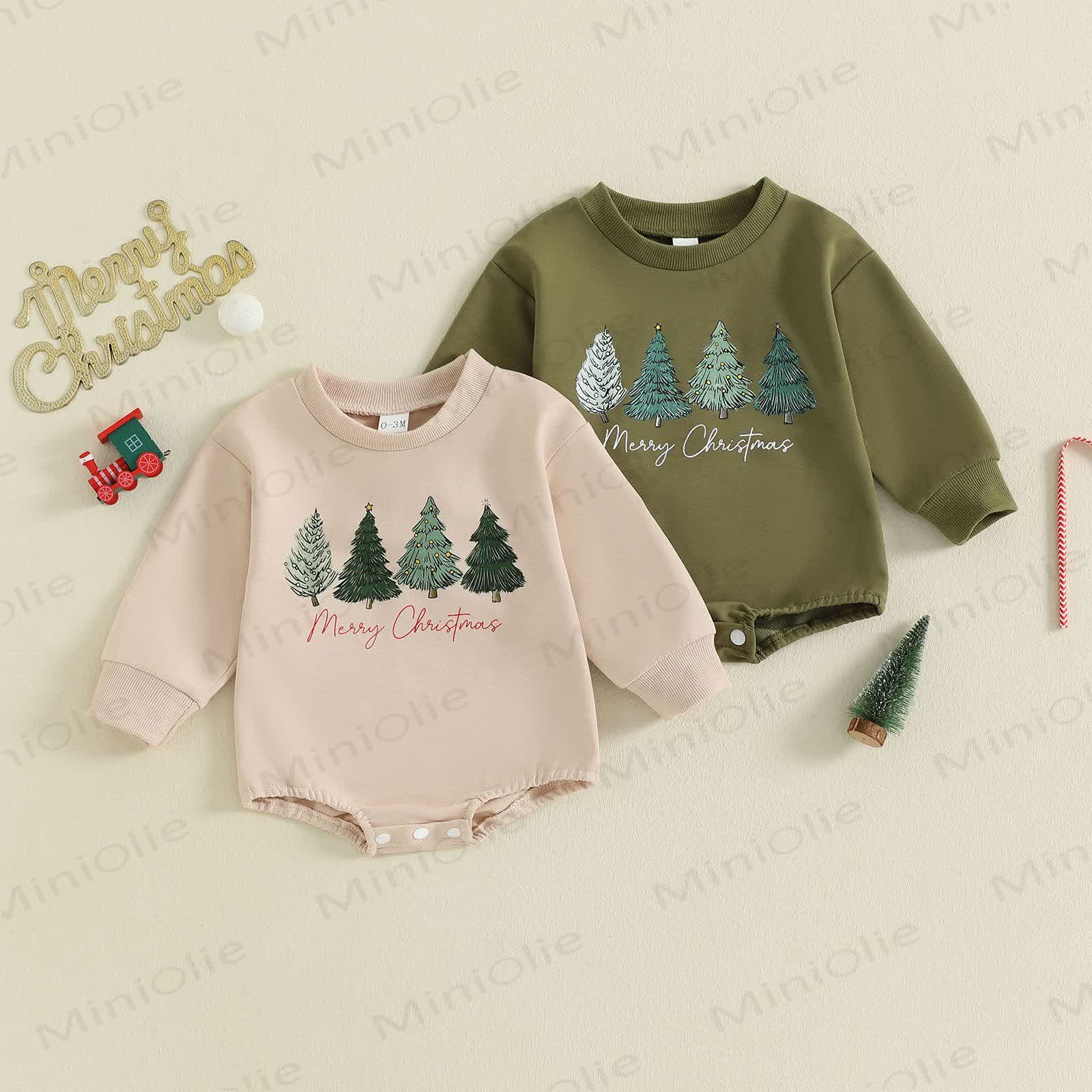 MERRY CHRISTMAS Baby Tree Bodysuit
