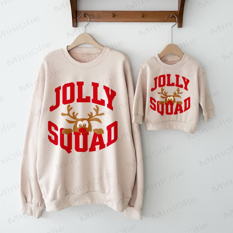 JOLLY SQUAD Baby Christmas Beige Family Sweatshirt