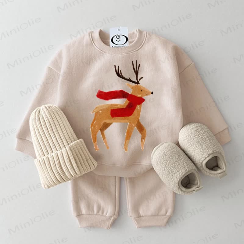 Baby Christmas Reindeer 2-piece Beige Set