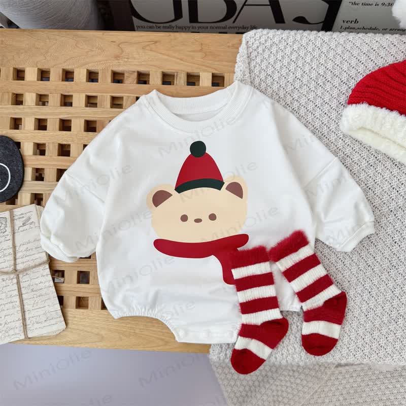 Baby Christmas Bear Bodysuit/Socks/Hat