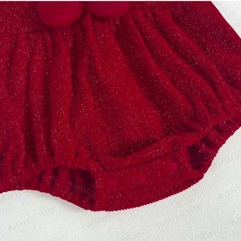 Baby Bows Lace Red Bodysuit