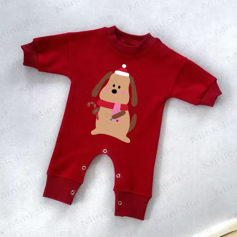 Baby Christmas Dog Red Romper