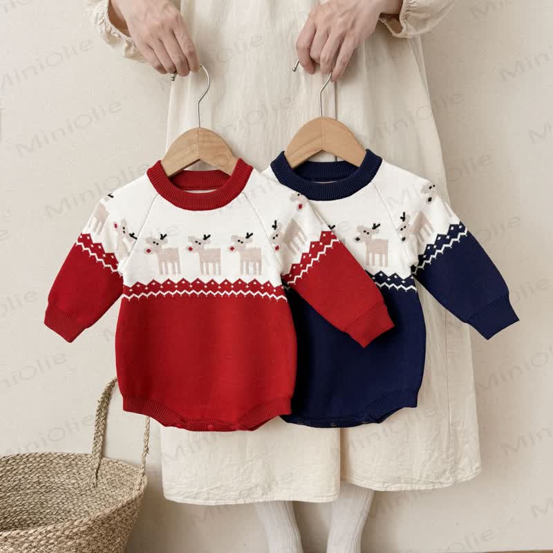 Baby Knit Christmas Deer Bodysuit