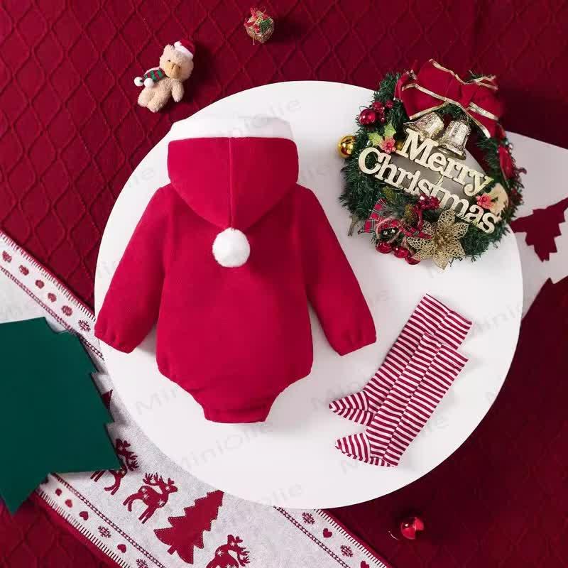 Baby Christmas Tree Hooded Bodysuit with Socks
