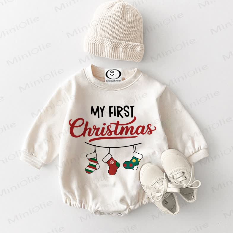 MY FIRST CHRISTMAS Baby White Bodysuit
