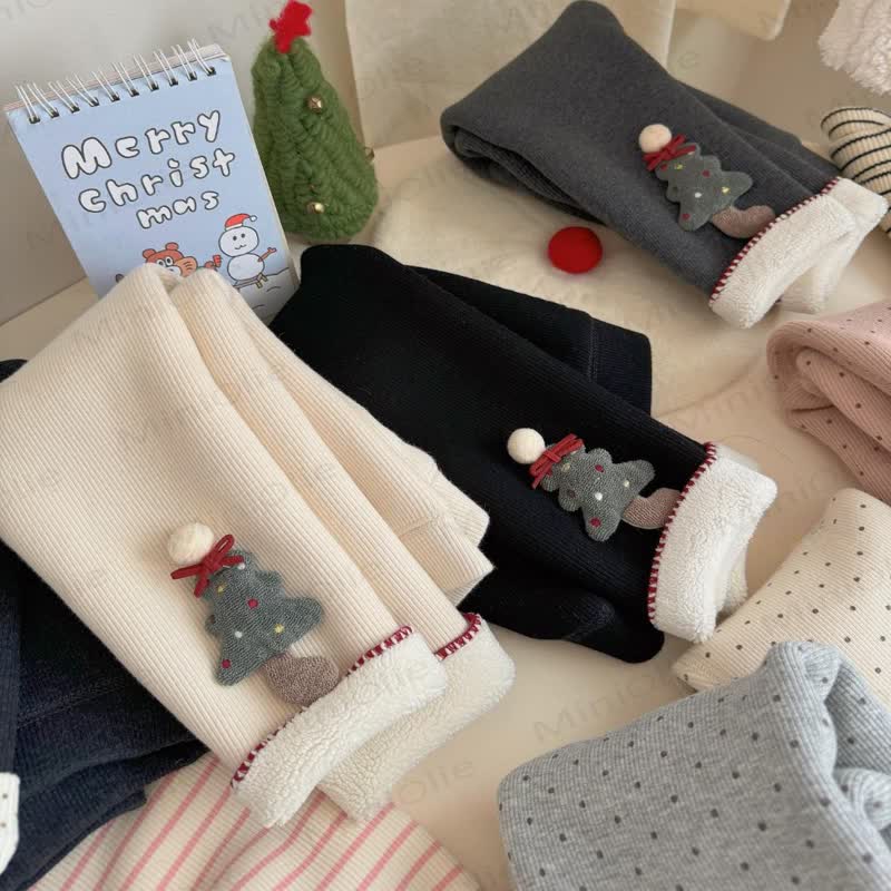 Toddler Girl Christmas Bear Fleece Lined Leggings
