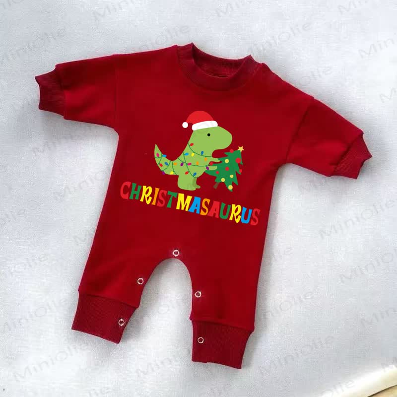 CHRISTMASAURUS Baby Dinosaur Red Romper