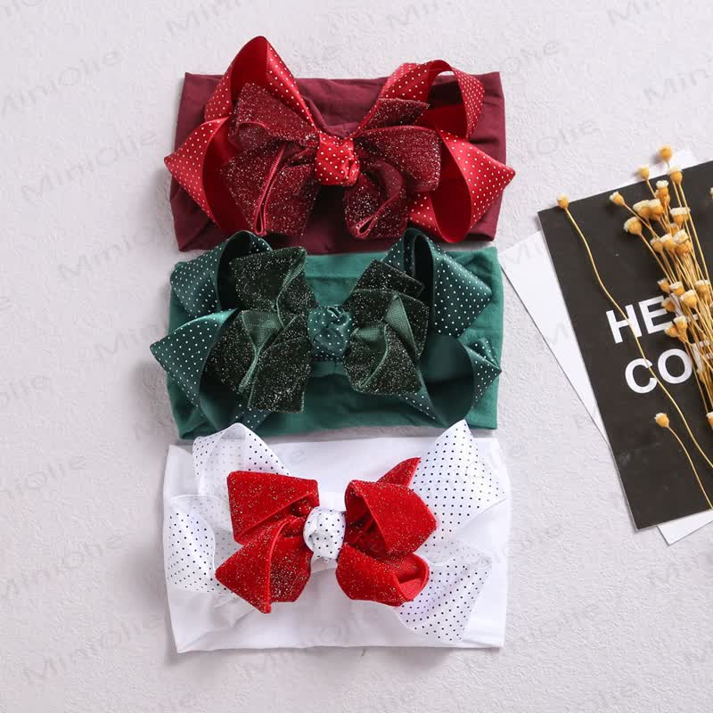 Baby Christmas Dots Bow Headband