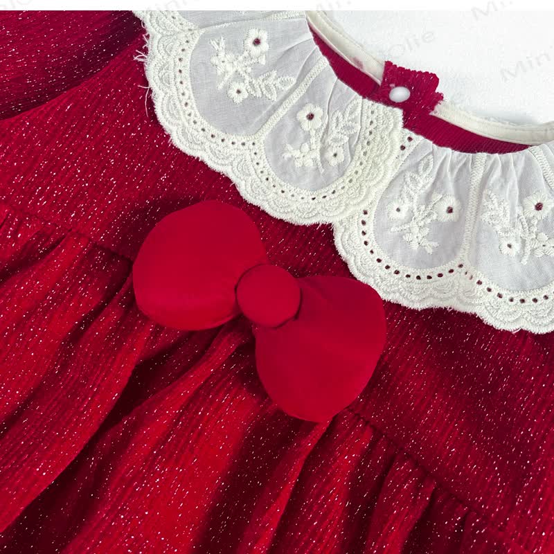 Baby Bows Lace Red Bodysuit