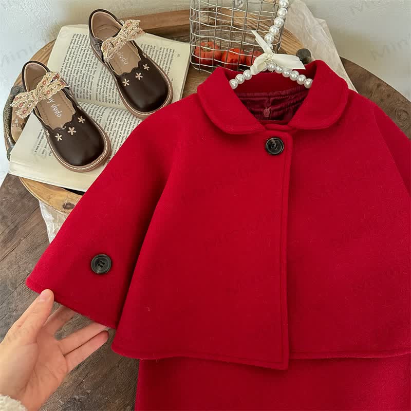 Toddler Cape and Bow Dress 2-piece Set