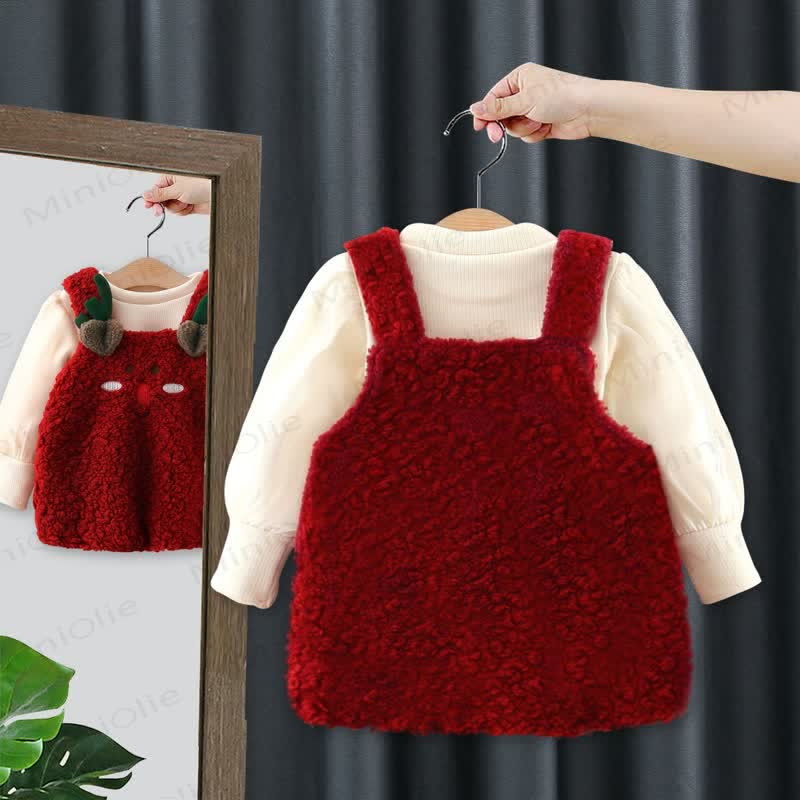 Baby Girl Deer Red Fleece Dress