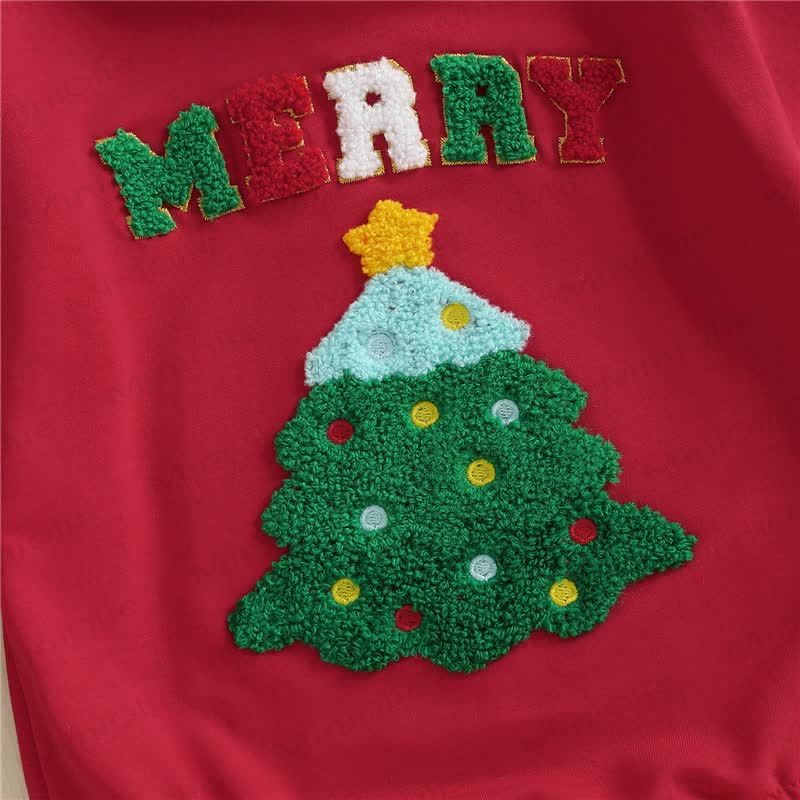 MERRY Baby Christmas Tree Embroidered Bodysuit