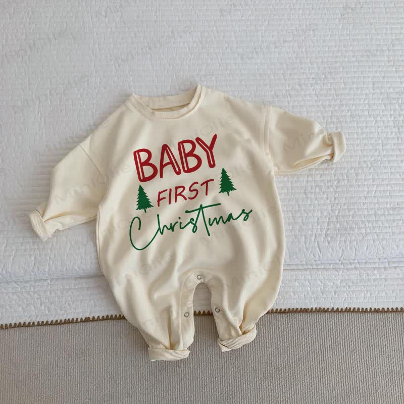 BABY FIRST CHRISTMAS Beige Romper