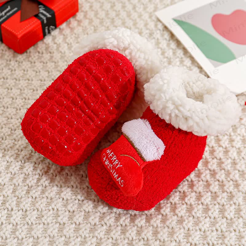 Baby Santa Claus Tree Reindeer Sherpa Floor Socks
