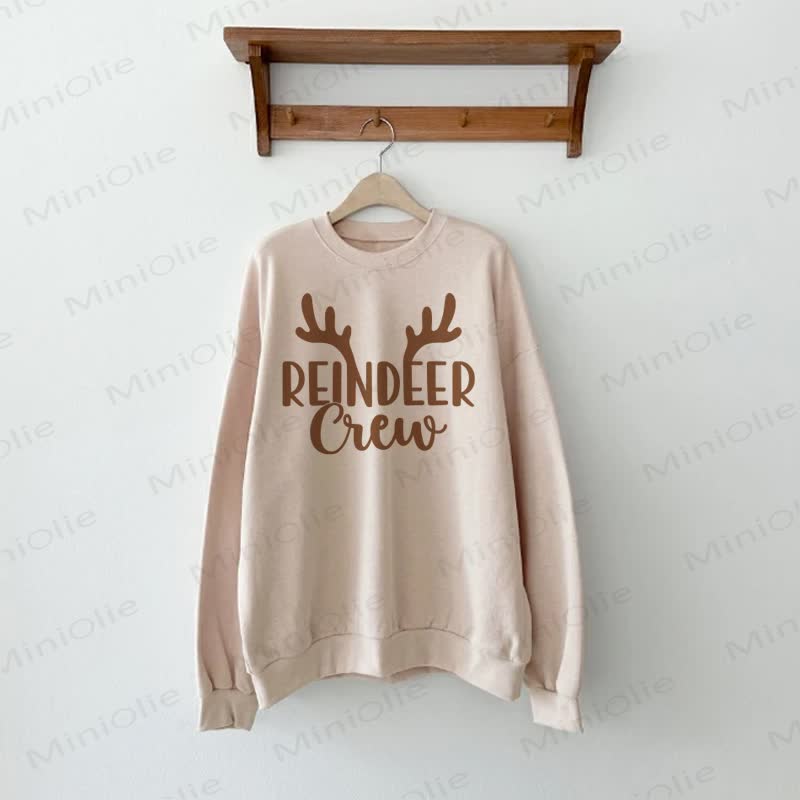 REINDEER CREW Baby Beige Family Sweatshirt