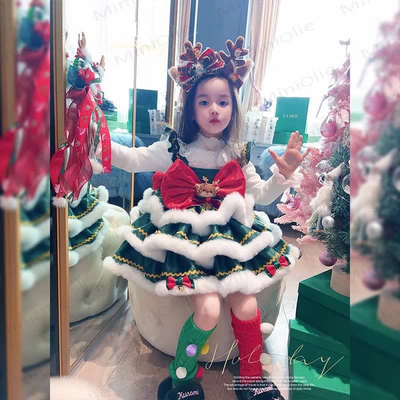 Toddler Kid Girl Bow Green Dress