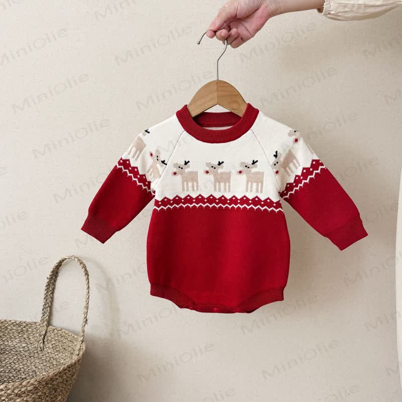 Baby Knit Christmas Deer Bodysuit
