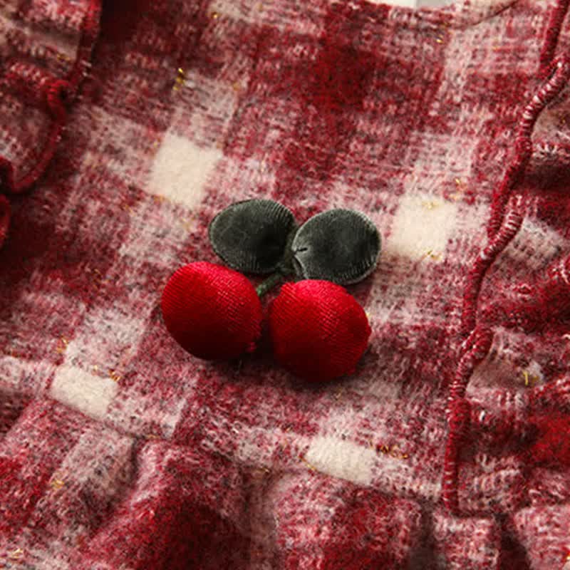 Baby Girl Red Plaid Cherry Sleeveless Dress & Beige Top