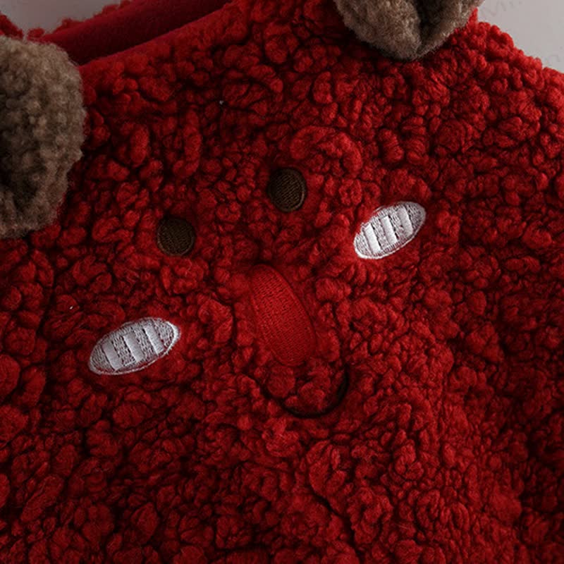 Baby Girl Deer Red Fleece Dress