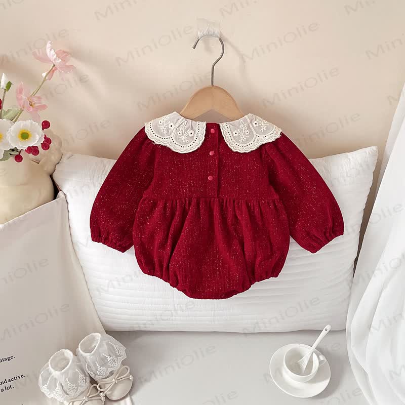 Baby Bows Lace Red Bodysuit