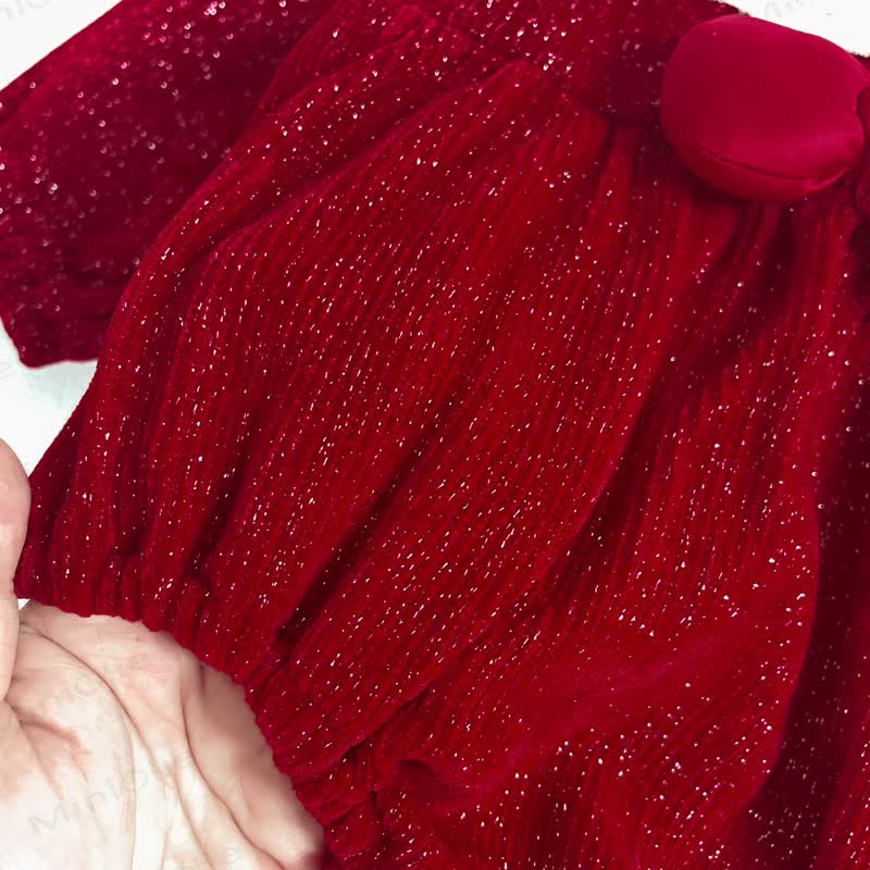Baby Bows Lace Red Bodysuit