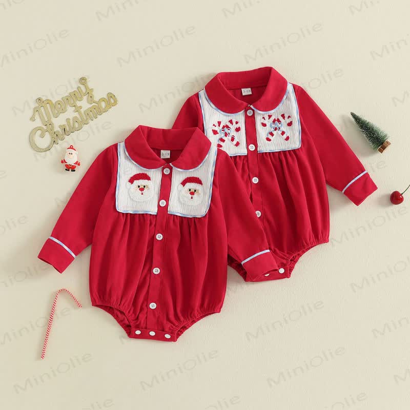 Baby Christmas Santa Claus Collar Bodysuit