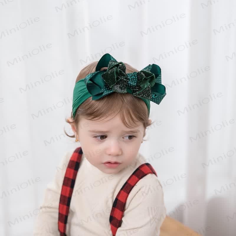 Baby Christmas Dots Bow Headband