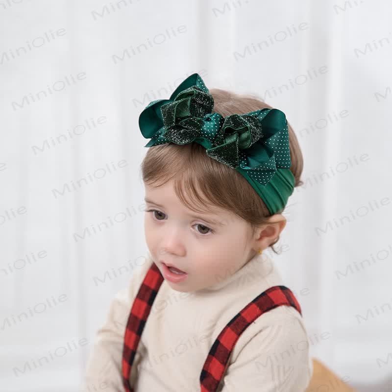 Baby Christmas Dots Bow Headband