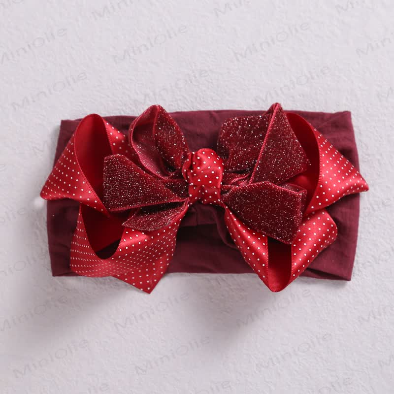 Baby Christmas Dots Bow Headband
