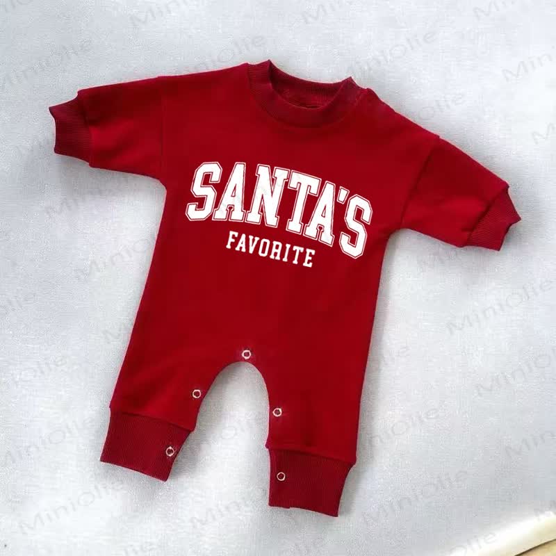 SANTA'S FAVORITE Baby Red Romper
