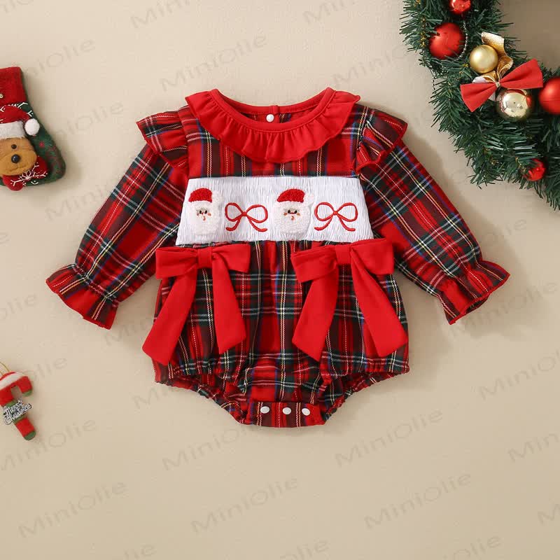 Baby Christmas Plaid Santa Claus Bodysuit