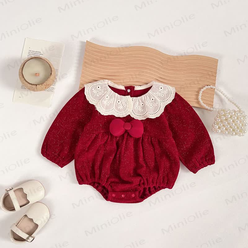 Baby Bows Lace Red Bodysuit