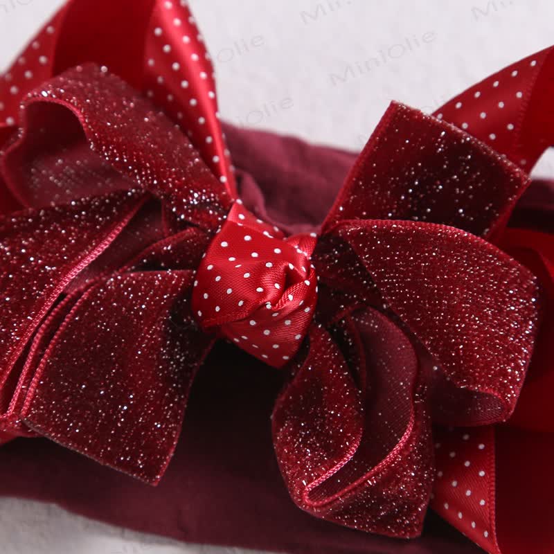 Baby Christmas Dots Bow Headband