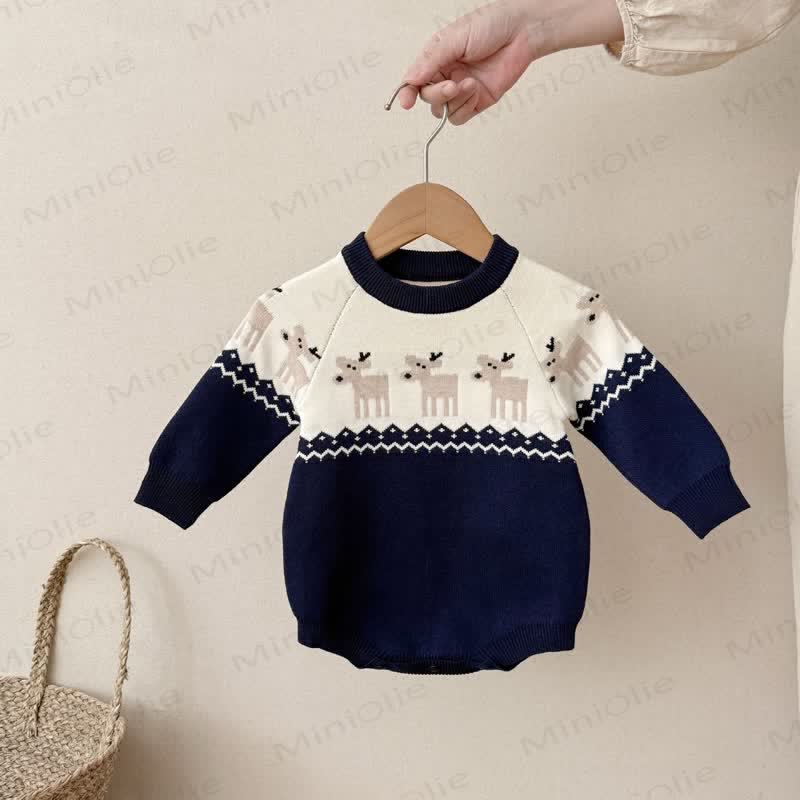 Baby Knit Christmas Deer Bodysuit