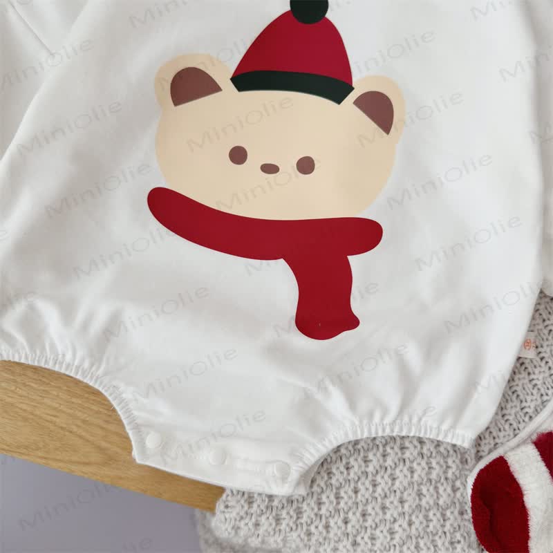 Baby Christmas Bear Bodysuit/Socks/Hat