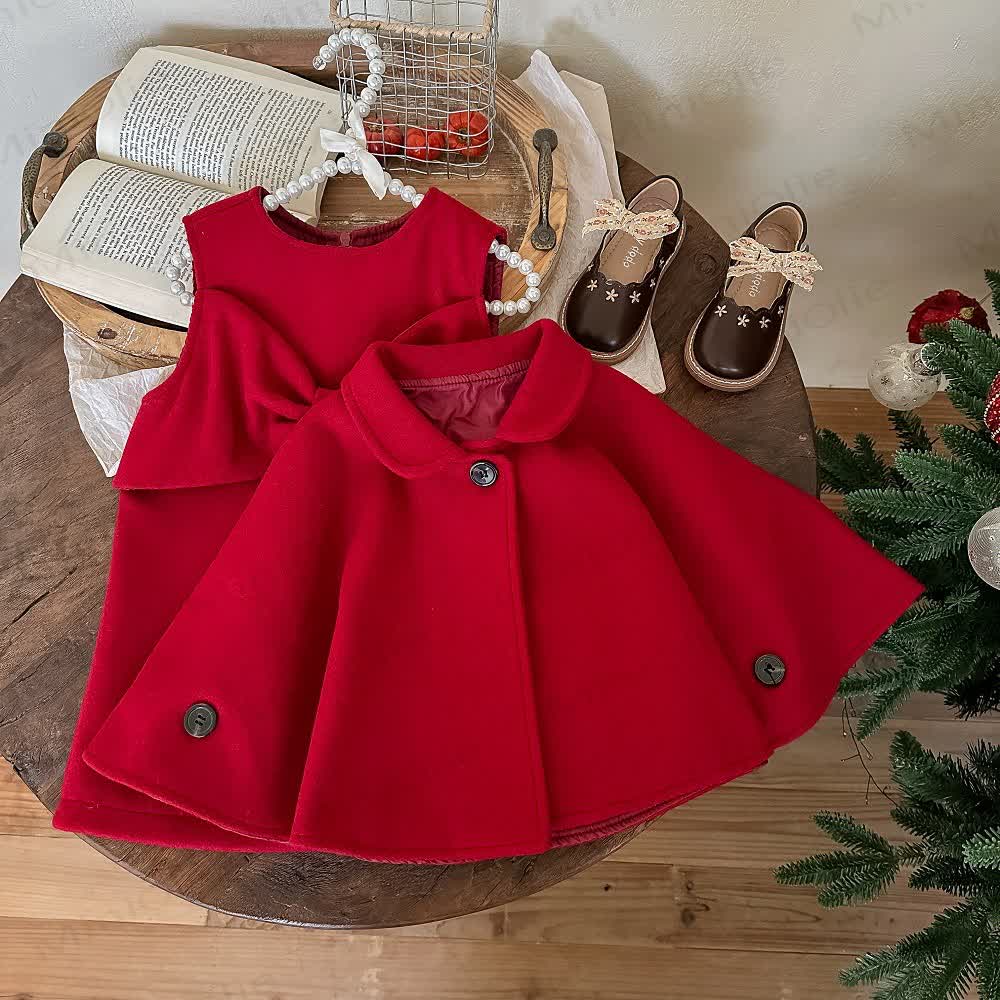 Toddler Cape and Bow Dress 2-piece Set