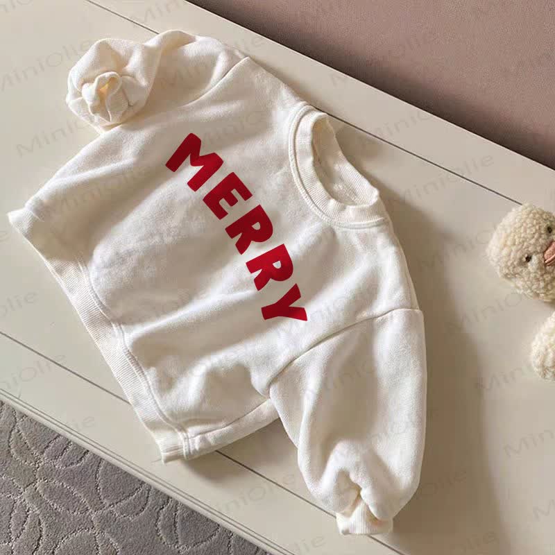 MERRY Baby Beige Slogan Sweatshirt