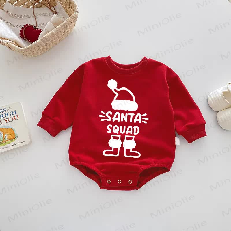 SANTA SQUAD Baby Christmas Stockings Hats Red Bodysuit